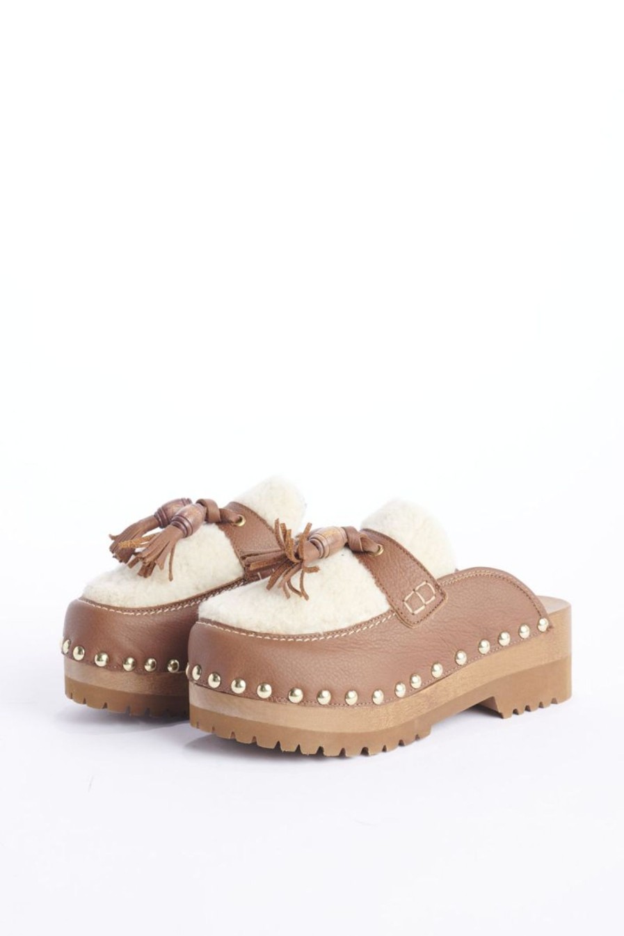 Scarpe JEJIA | Jejia Clogs Zoccolo Shearling Tan Shearling