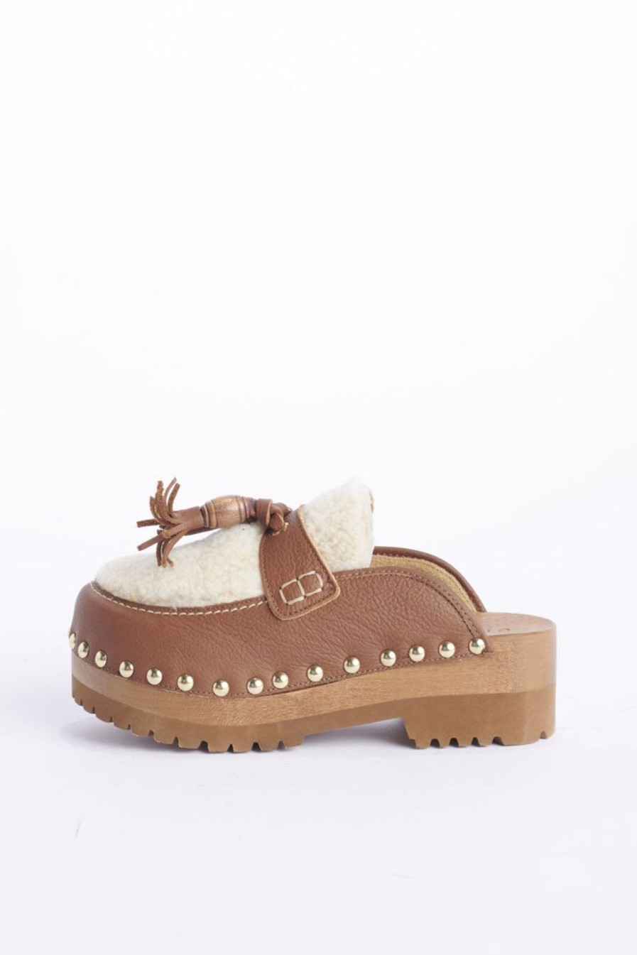 Scarpe JEJIA | Jejia Clogs Zoccolo Shearling Tan Shearling