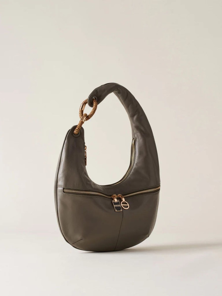 Borse BORBONESE | Borsa Hobo Media Clay Grey/Op Natural