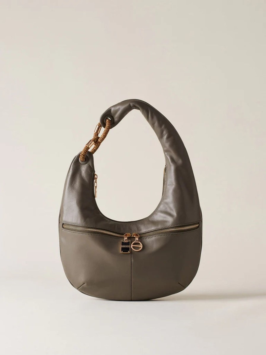 Borse BORBONESE | Borsa Hobo Media Clay Grey/Op Natural