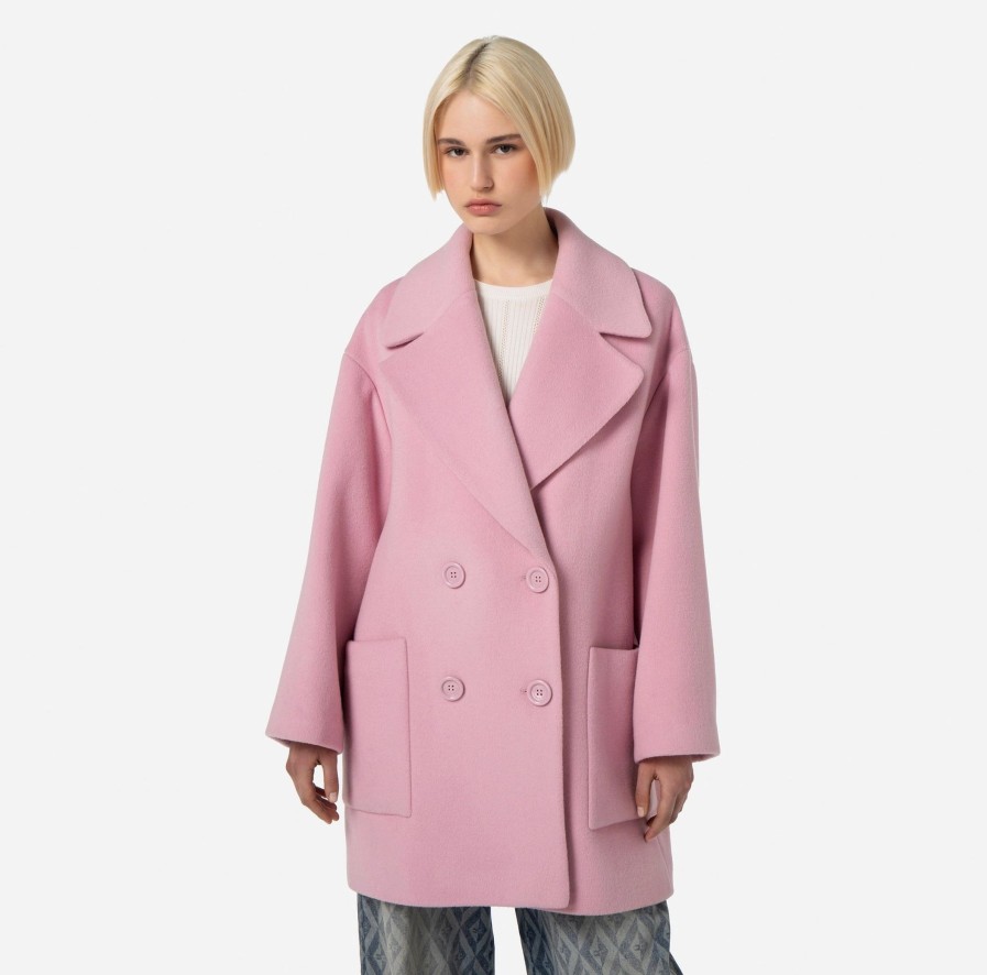 Abbigliamento ELISABETTA FRANCHI | Cappotto In Lana Doppiopetto Soft Berry