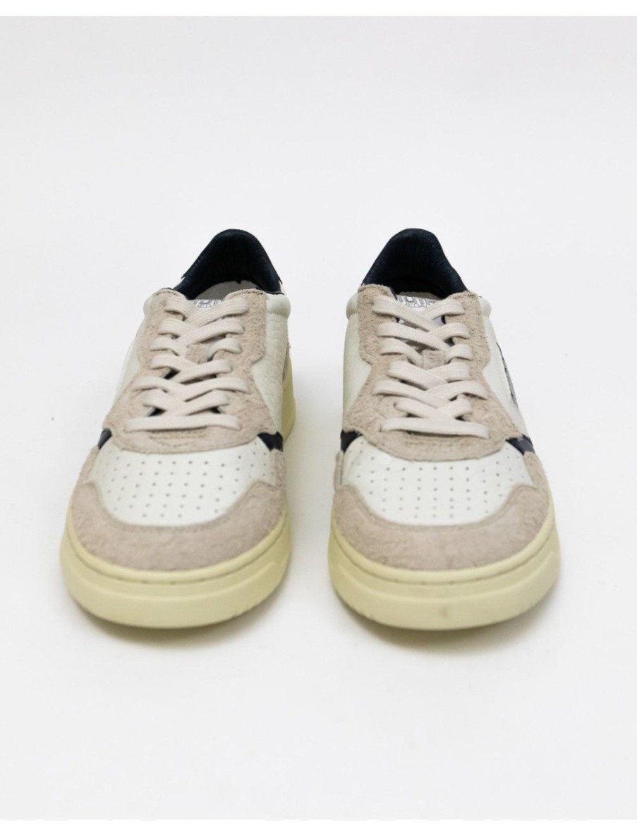 Scarpe AUTRY | Autry Sneakers Pelle Wrinkle Banco E Blu Aulwhe02 Sand/Sp/Wht