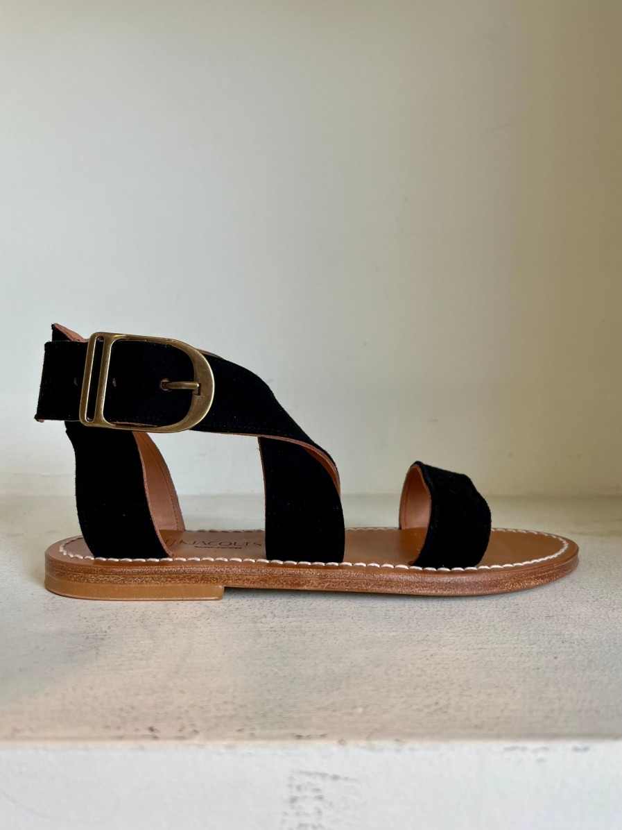 Scarpe KJACQUES | K. Jacques St. Tropez - Sandalo Lazare Velours Noir