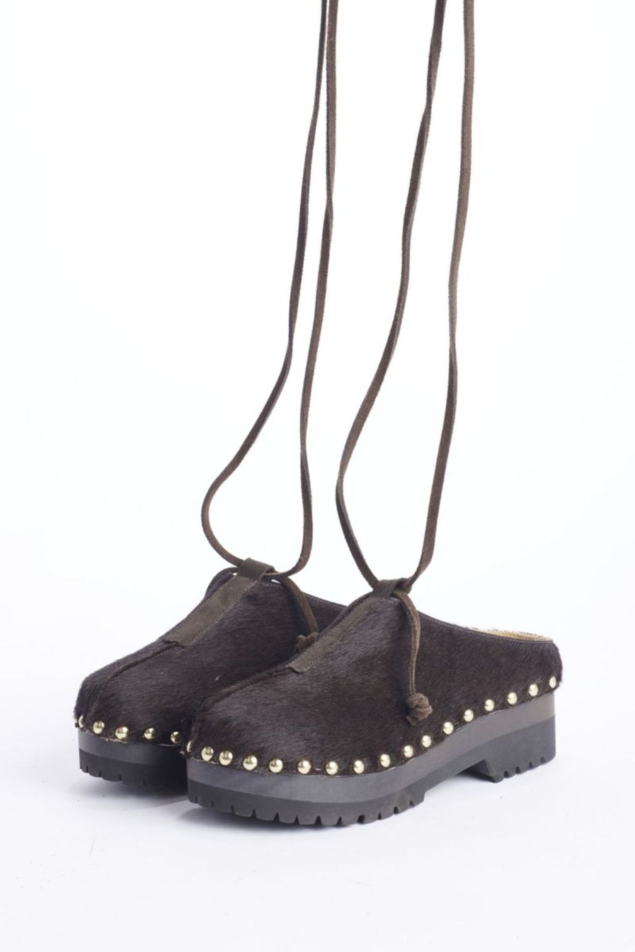 Scarpe JEJIA | Jejia Clogs Zoccolo Stringhe Brown Pony